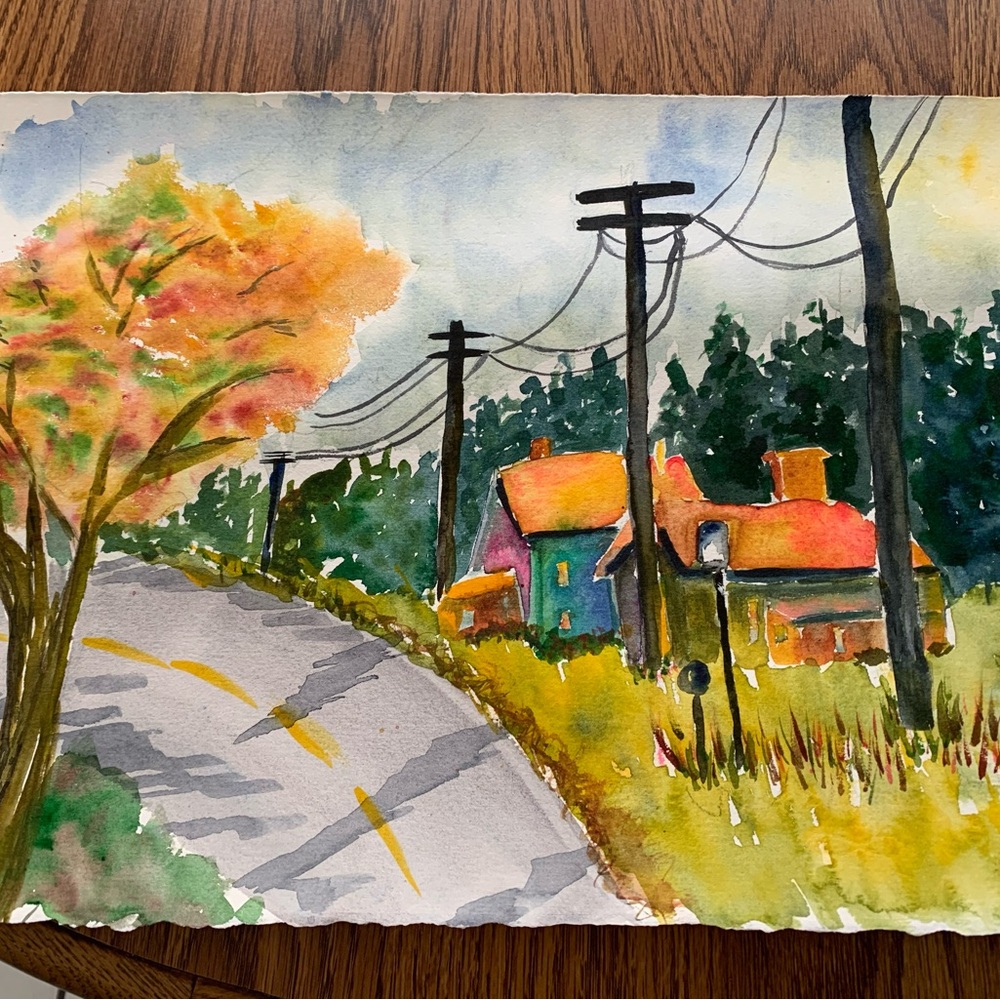 Colorful Landscape Watercolor Painting
